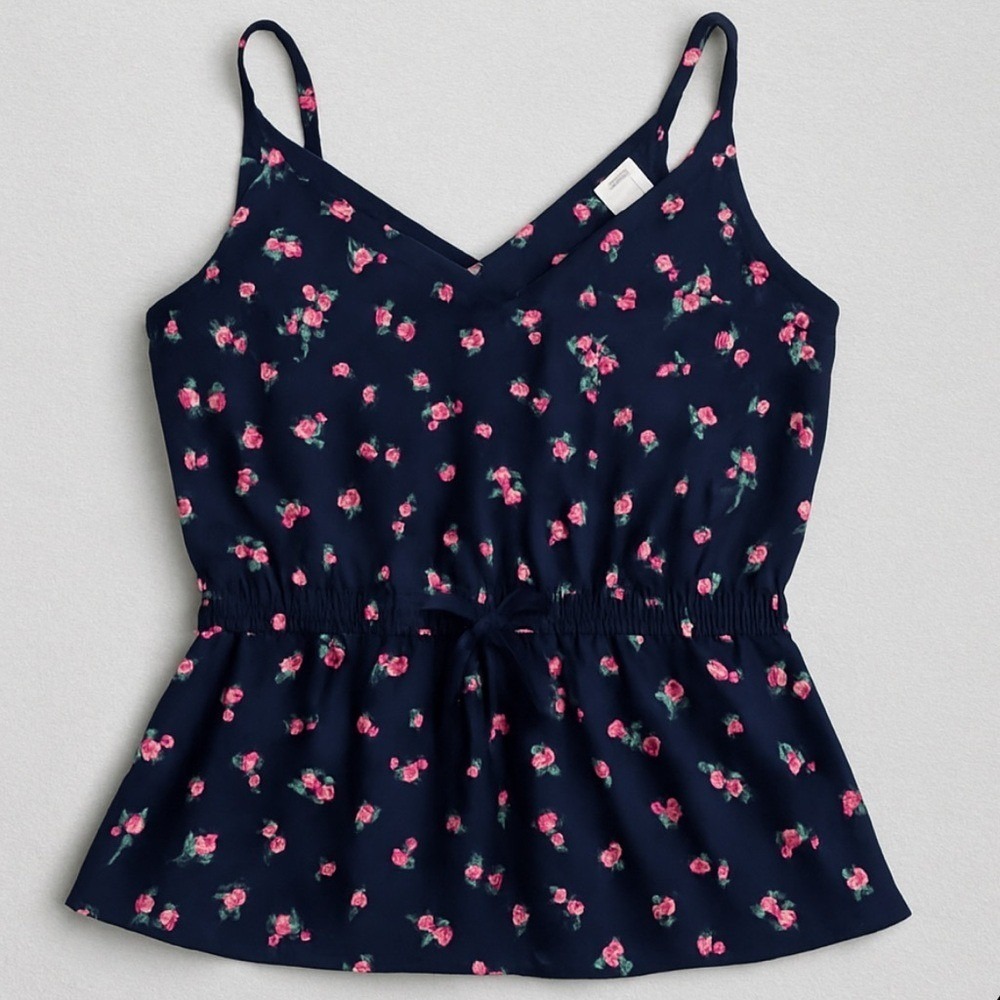Floral Print Sleeveless Peplum Top – Size M